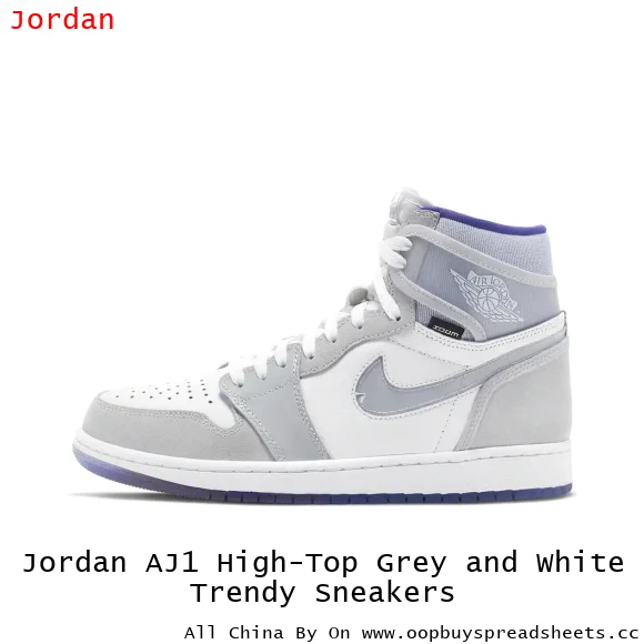 Jordan AJ1 High-Top Grey and White Trendy Sneakers