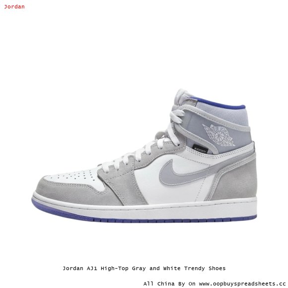 Jordan AJ1 High-Top Gray and White Trendy Shoes
