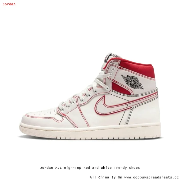 Jordan AJ1 High-Top Red and White Trendy Shoes