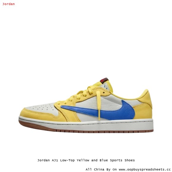 Jordan AJ1 Low-Top Yellow and Blue Sports Shoes