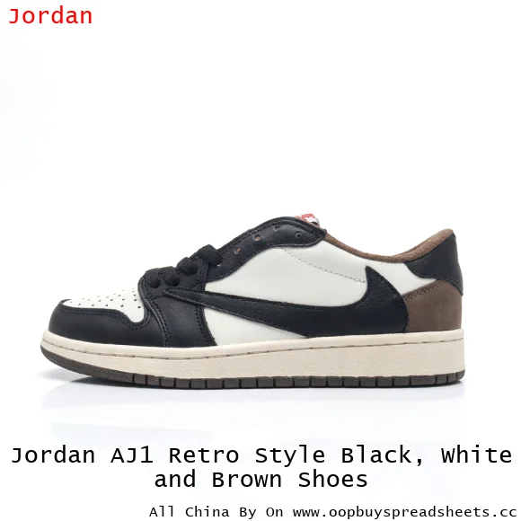 Jordan AJ1 Retro Style Black, White and Brown Shoes