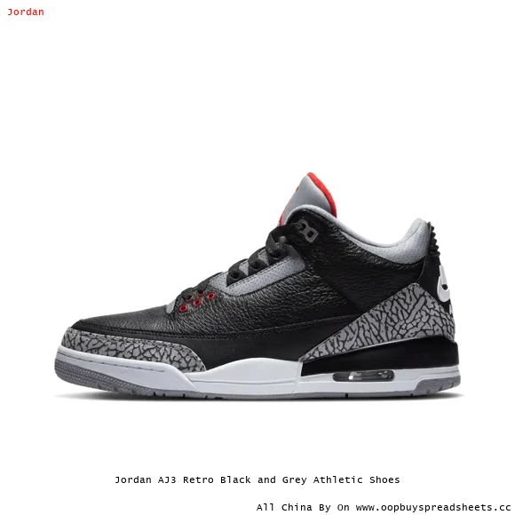 Jordan AJ3 Retro Black and Grey Athletic Shoes
