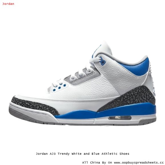 Jordan AJ3 Trendy White and Blue Athletic Shoes