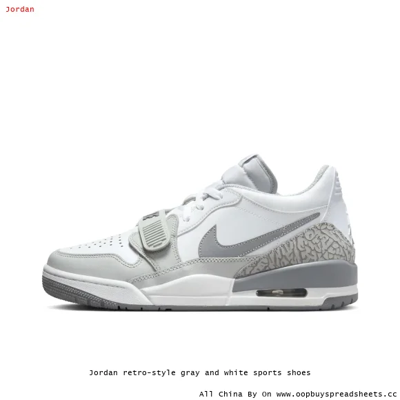 Jordan retro-style gray and white sports shoes