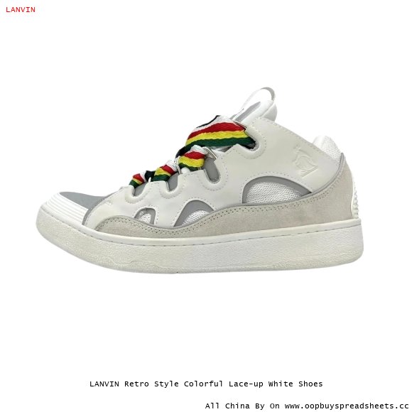 LANVIN Retro Style Colorful Lace-up White Shoes