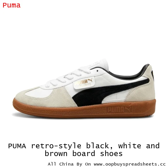 PUMA retro-style black, white and brown board shoes