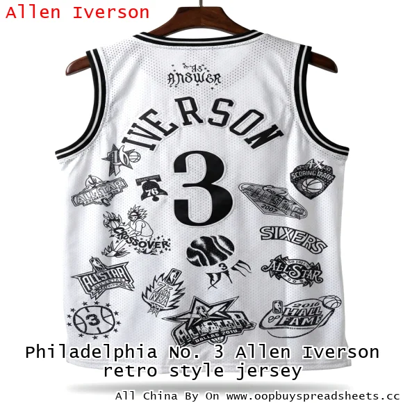 Philadelphia No. 3 Allen Iverson retro style jersey