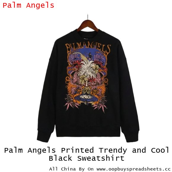Palm Angels Printed Trendy and Cool Black Sweatshirt