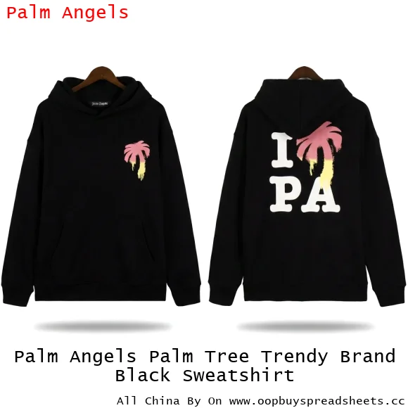 Palm Angels Palm Tree Trendy Brand Black Sweatshirt
