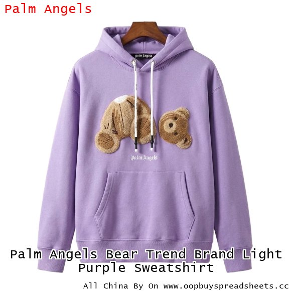Palm Angels Bear Trend Brand Light Purple Sweatshirt