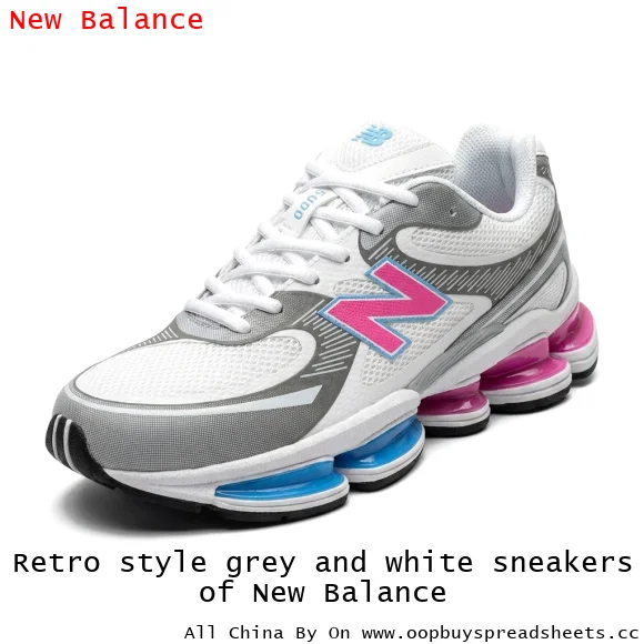 Retro style grey and white sneakers of New Balance