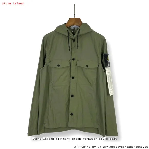Stone Island military green workwear-style coat