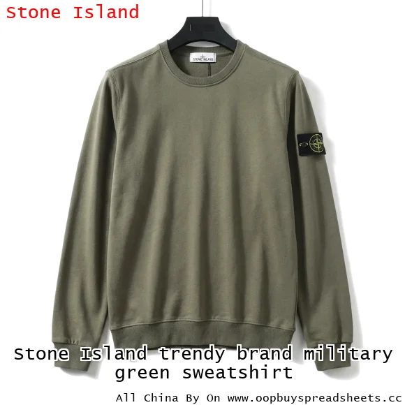 Stone Island trendy brand military green sweatshirt