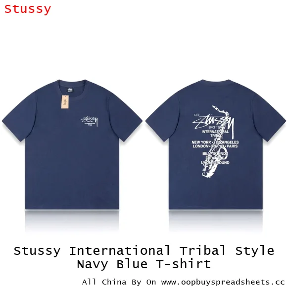 Stussy International Tribal Style Navy Blue T-shirt