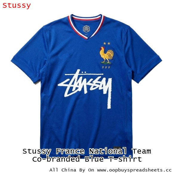 Stussy France National Team Co-branded Blue T-shirt