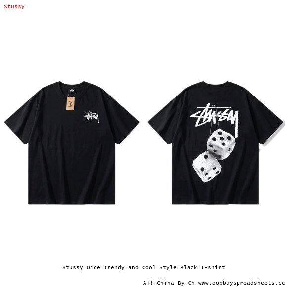 Stussy Dice Trendy and Cool Style Black T-shirt