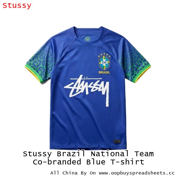 Stussy Brazil National Team Co-branded Blue T-shirt