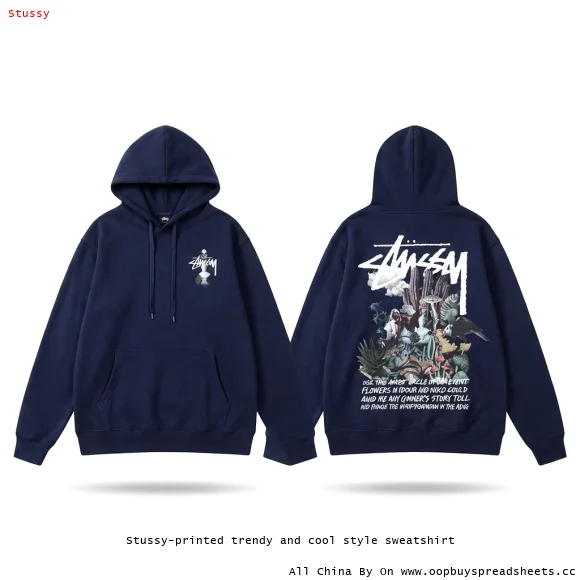 Stussy-printed trendy and cool style sweatshirt