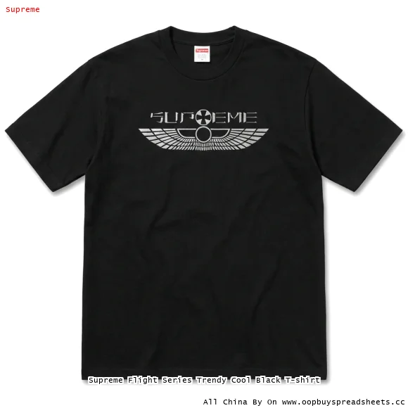 Supreme Flight Series Trendy Cool Black T-shirt
