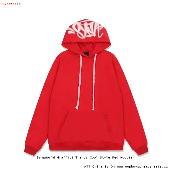 SynaWorld Graffiti Trendy Cool Style Red Hoodie