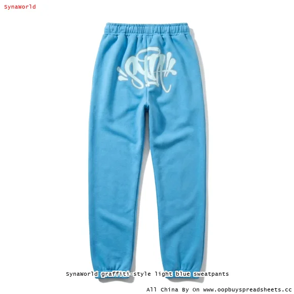 SynaWorld graffiti-style light blue sweatpants