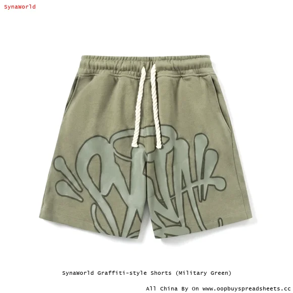 SynaWorld Graffiti-style Shorts (Military Green)