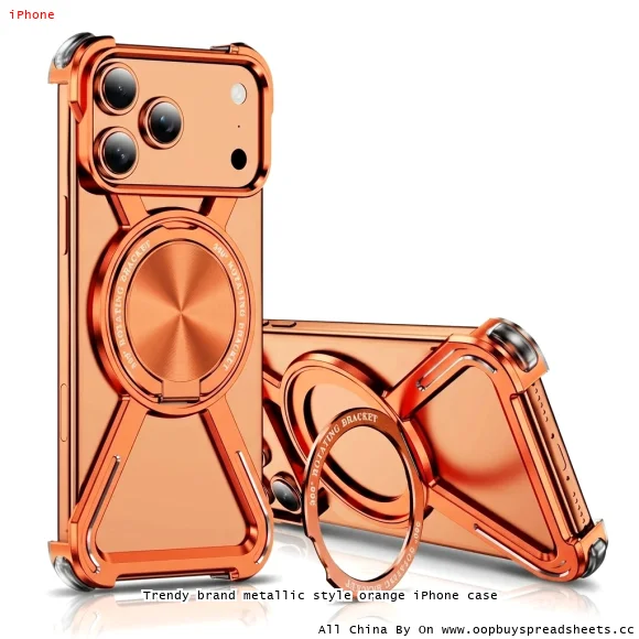 Trendy brand metallic style orange iPhone case