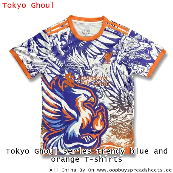 Tokyo Ghoul series trendy blue and orange T-shirts