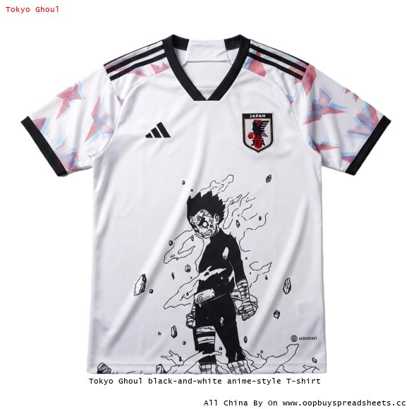 Tokyo Ghoul black-and-white anime-style T-shirt