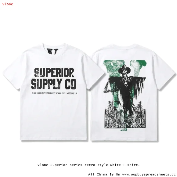 Vlone Superior series retro-style white T-shirt.