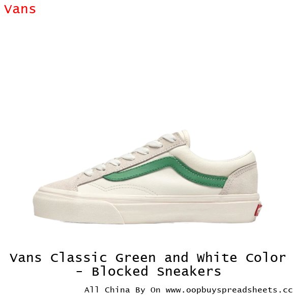 Vans Classic Green and White Color - Blocked Sneakers