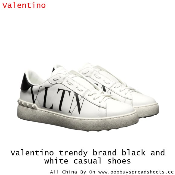 Valentino trendy brand black and white casual shoes