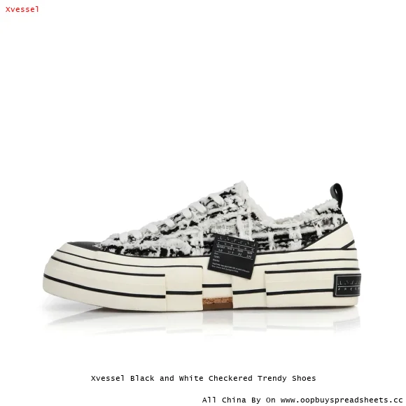 Xvessel Black and White Checkered Trendy Shoes