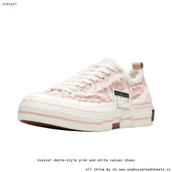 Xvessel denim-style pink and white canvas shoes