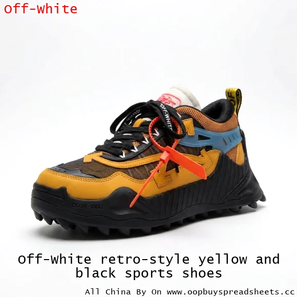 Off-White retro-style yellow and black sports shoes