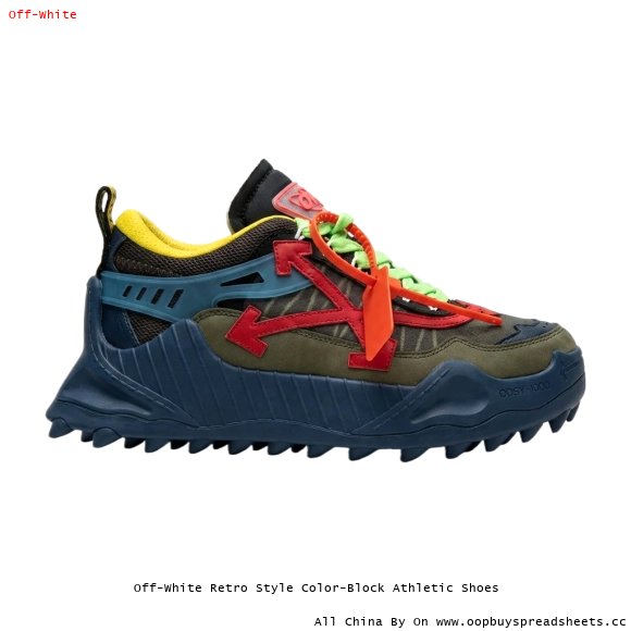 Off-White Retro Style Color-Block Athletic Shoes