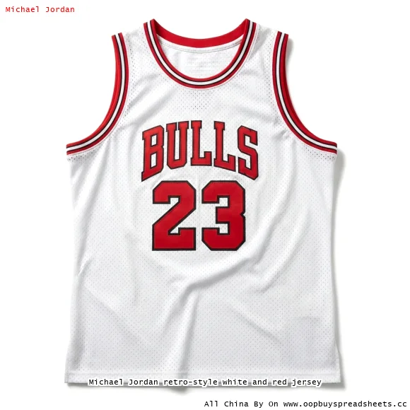 Michael Jordan retro-style white and red jersey