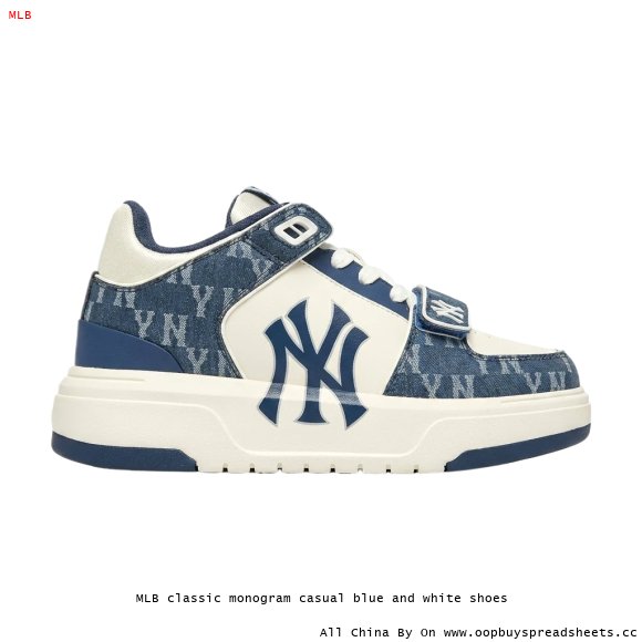 MLB classic monogram casual blue and white shoes