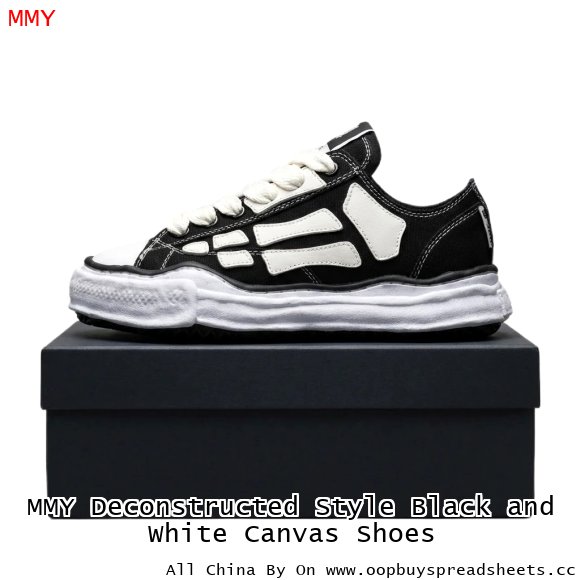 MMY Deconstructed Style Black and White Canvas Shoes