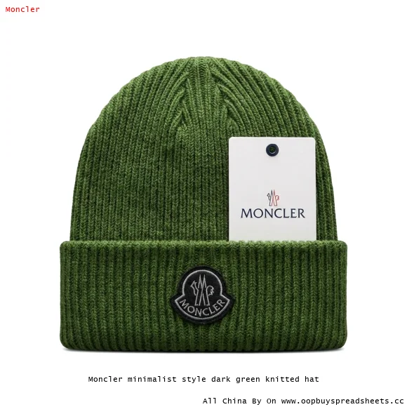 Moncler minimalist style dark green knitted hat