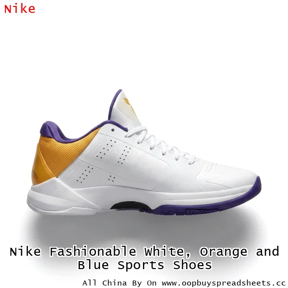 Nike Fashionable White, Orange and Blue Sports Shoes
