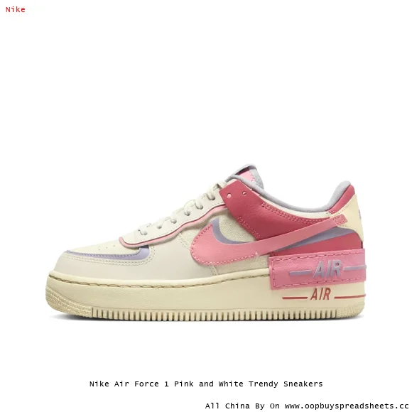 Nike Air Force 1 Pink and White Trendy Sneakers