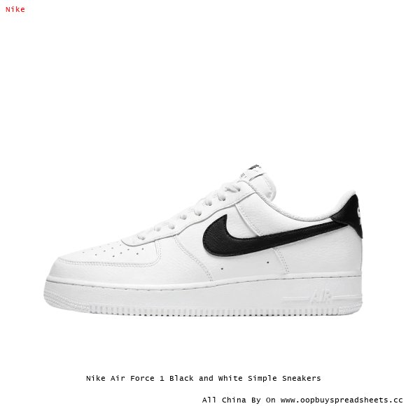 Nike Air Force 1 Black and White Simple Sneakers
