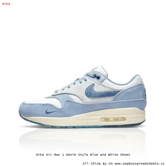 Nike Air Max 1 Denim Style Blue and White Shoes