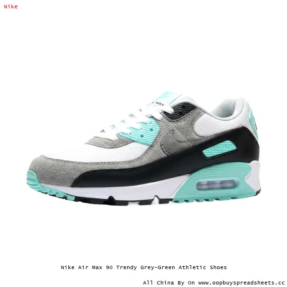 Nike Air Max 90 Trendy Grey-Green Athletic Shoes