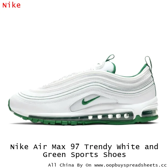 Nike Air Max 97 Trendy White and Green Sports Shoes