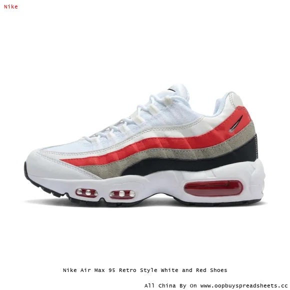 Nike Air Max 95 Retro Style White and Red Shoes