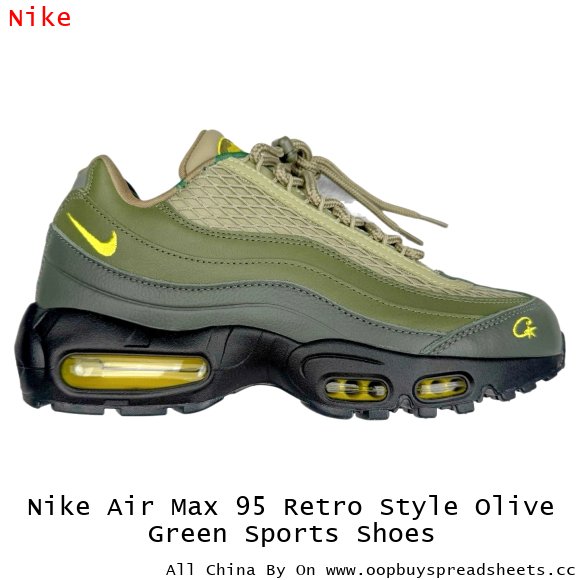 Nike Air Max 95 Retro Style Olive Green Sports Shoes