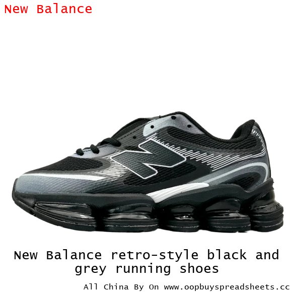 New Balance retro-style black and grey running shoes