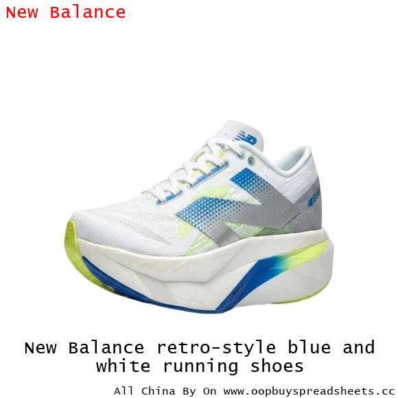 New Balance retro-style blue and white running shoes